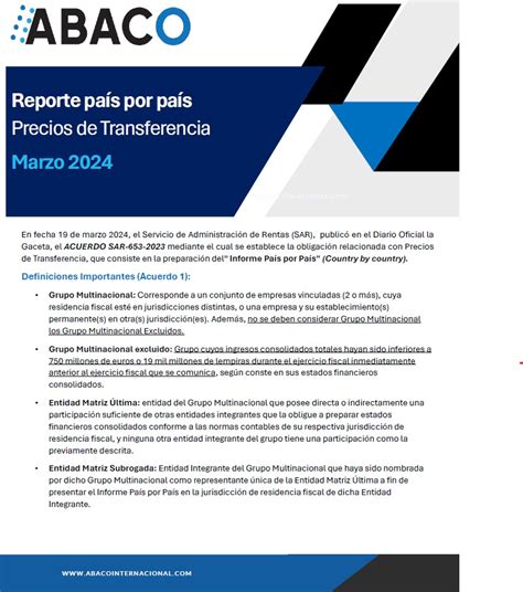 Alerta Fiscal Precios De Transferencia Informe Pais Por Pais Abaco