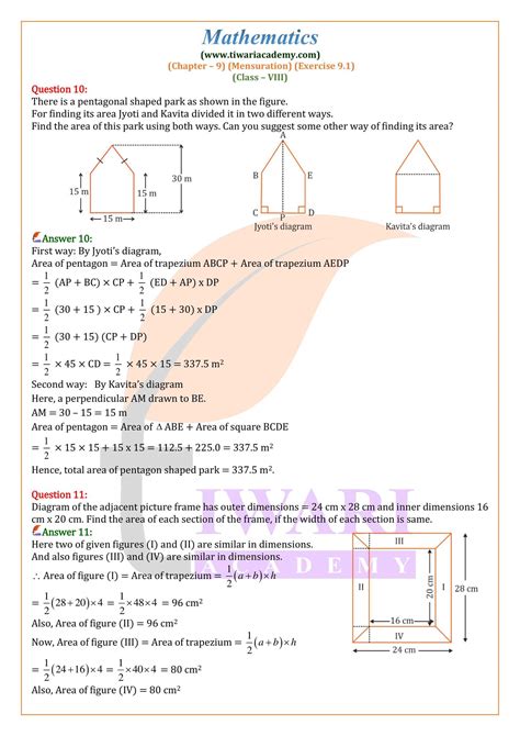 NCERT Solutions For Class 8 Maths Chapter 9 Exercise 9 1