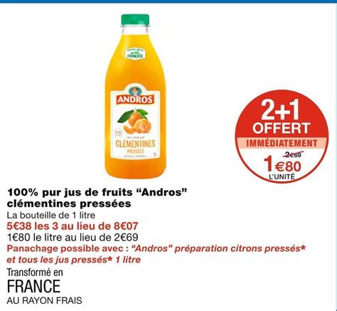 Promo Andros Pur Jus De Fruits Cl Mentines Press Es Chez Monoprix