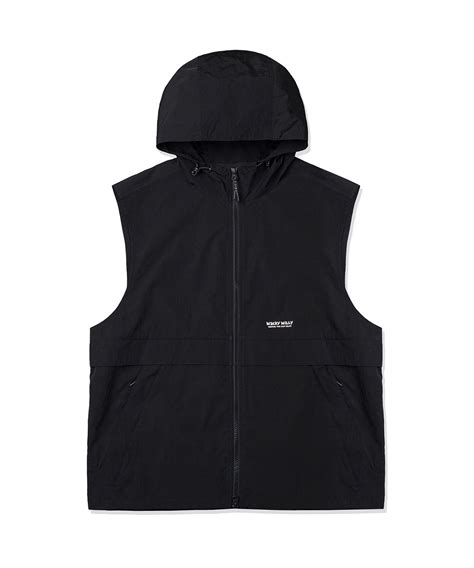 MUSINSA公式 WACKY WILLY Synthetic fiber sleeveless hooded jumper black