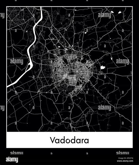 minimal city map  vadodara india asiaminimal city map  vadodara
