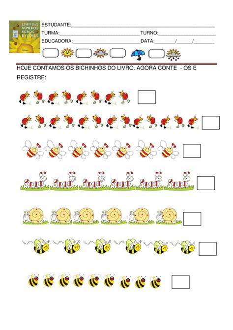 Atividades Livro dos números bichos e flores ATIVIDADES ANOS