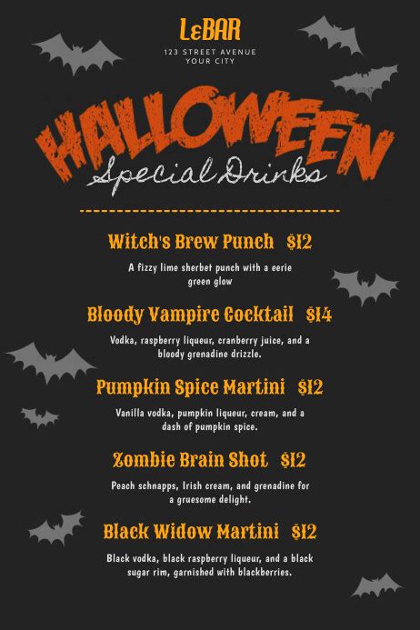 Halloween Special Drinks Menu Vintage Design Template Postermywall