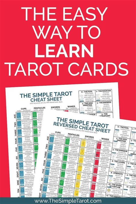 Free Tarot Cheat Sheet Pdf Printable From The Simple Tarot Diy Tarot