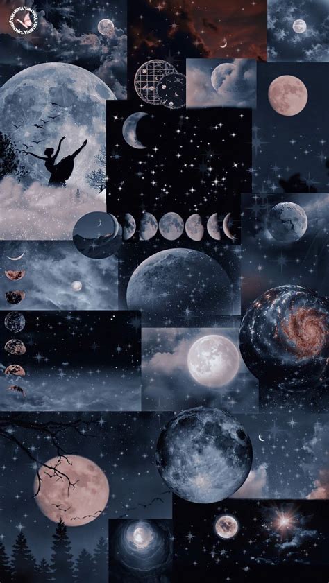 A Collage Of Different Images With The Moon And Stars In The Sky Above Them