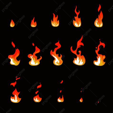 Sprite Sheets Vector Png Images Cartoon Fire Flame Sheet Sprite