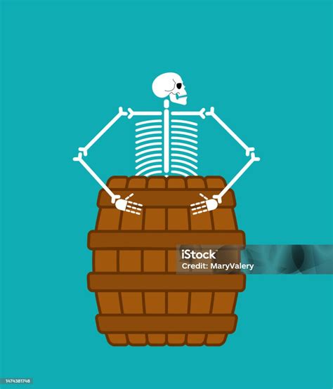 Skeleton In Barrel Isolated Vector Illustration Stock Illustration