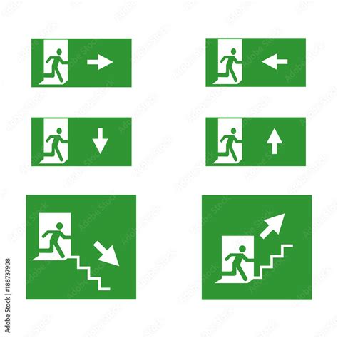 Vector Fire Emergency Icons Signs Of Evacuations Fire Emergency Exit