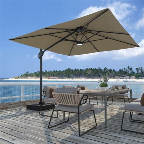 Mondawe Ft Square Solar Led Offset Cantilever Patio Umbrella With