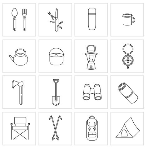 Premium Vector Set Of Vector Icons For Camping Travel And Tourism