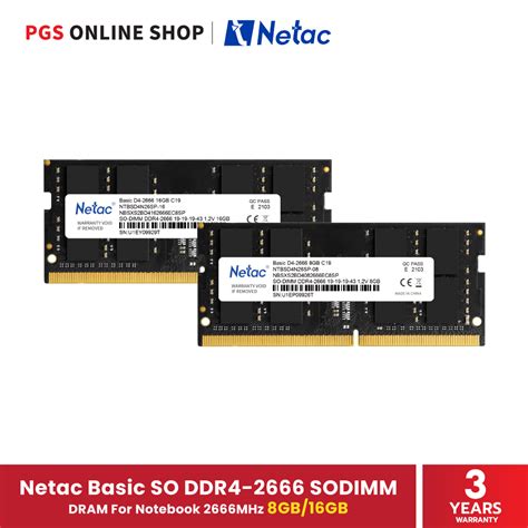 Netac Basic SO DDR4 2666 SODIMM DRAM For Notebook 2666MHz 8GB 16GB แรม