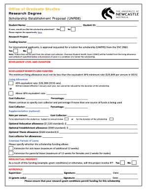 Fillable Online Newcastle Edu Scholarship Establishment Proposal Fax