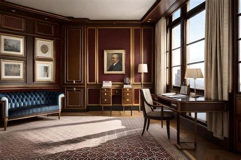 Premium AI Image | A room with a portrait of george washington is ...