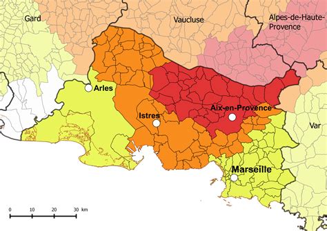 Carte du zonage sismique des Bouches du Rhône