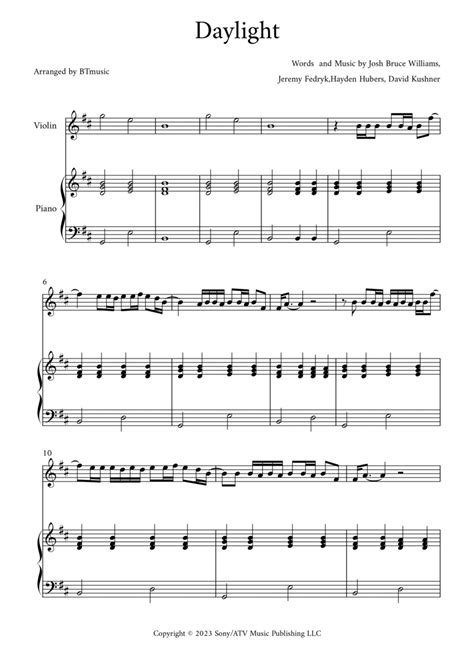 Daylight Violin Solo Digital Sheet Music Sheet Music Plus