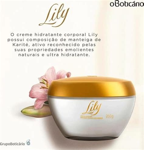 Creme Acetinado Hidratante Desodorante Corporal Lily 250g Artofit