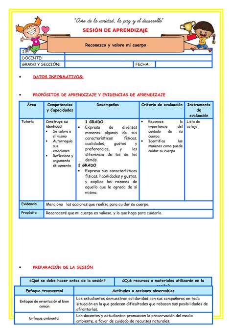 Iii E Sesion D Tutoria Reconozco Y Valoro Mi Cuerpo Sesi N De