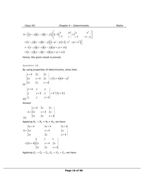 NCERT Solutions For Class 12 Maths Chapter 4 Determinants