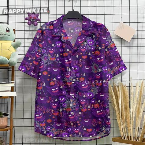 Gengar Ghost Button Up Hawaiian Shirt