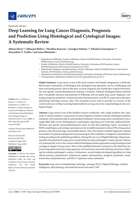 Pdf Deep Learning For Lung Cancer Diagnosis Prognosis And Prediction