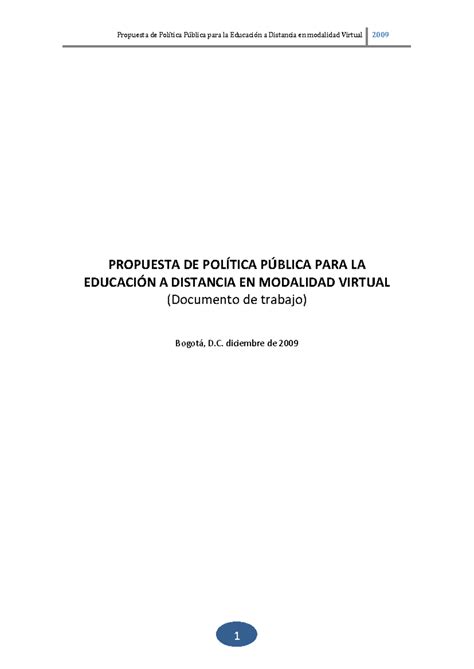 Propuesta Mineducación Virtual Propuesta De PolÍtica PÚblica Para La