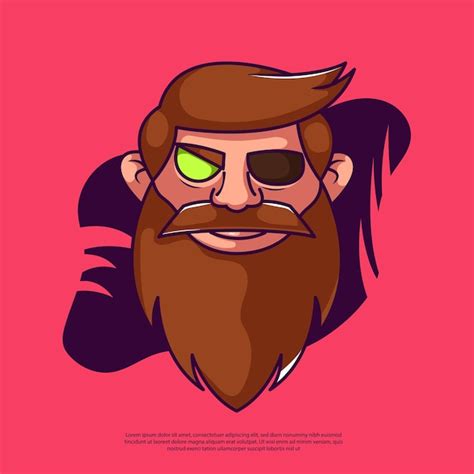 Premium Vector Bearded Man Mascot Face Vector Illustration