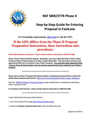 Fillable Online Nsf Nsf Sbir Sttr Phase Ii Step By Step Guide For