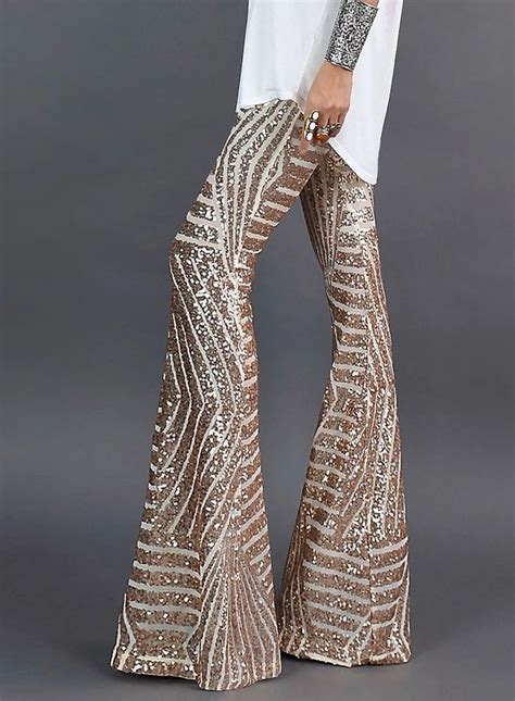 Stylish Sequin Bell Bottom Pants Shellylike Sequin Pants Bell