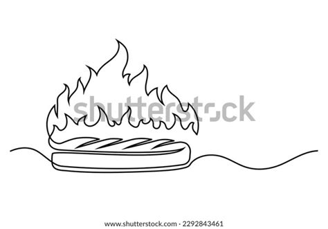 Continuous Line Drawing Bbq Steak Fire Stock Vector Royalty Free 2292843461 Shutterstock