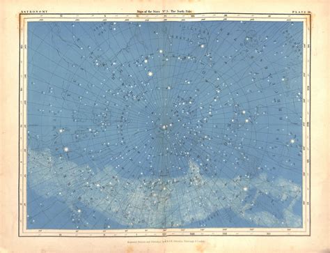 Sold Star Map North Pole Antique Chromolithograph Matted A K