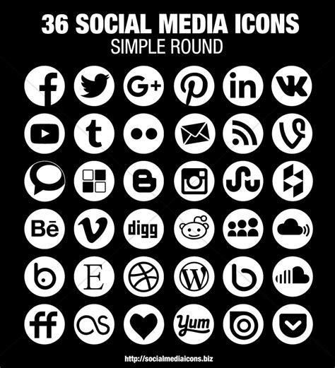 Round social media icons - white - Socialmediaicons