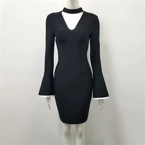 Wholesale 2018 New Top Quality Sexy Bodycon Women V Neck Long Sleeve