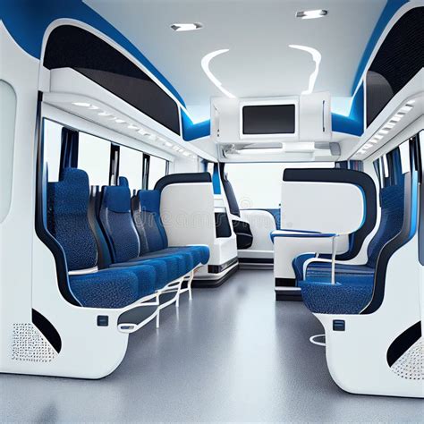 Business Bus Interior in Blue and White Color. Stock Illustration ...