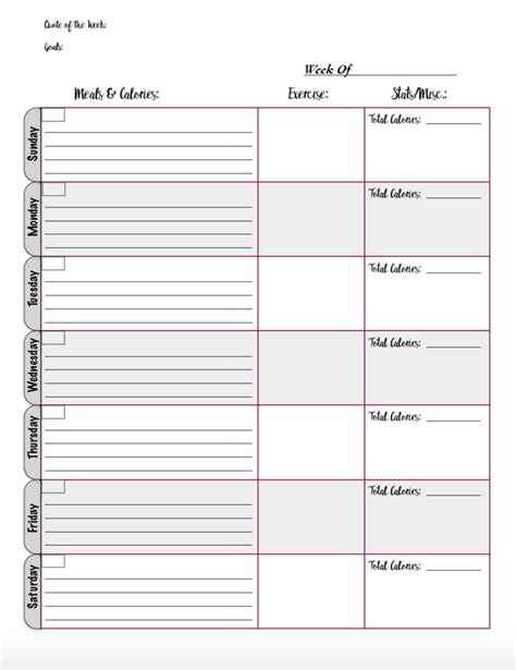 Printable Optavia Tracking Sheets Free Printable Word Searches