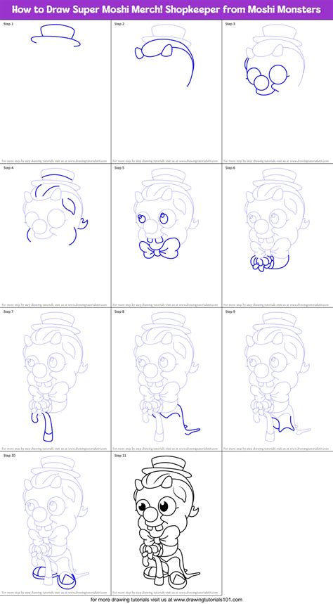 How To Draw Super Moshi Merch Shopkeeper From Moshi Monsters Moshi