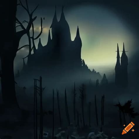 Spooky Halloween Landscape At Night On Craiyon