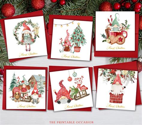 Gnome Christmas Greeting Cards Gnome Christmas Cards Gnome - Etsy