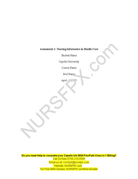 Nurs Fpx 4040 Assessment 1 Nursing Informatics In Health Care