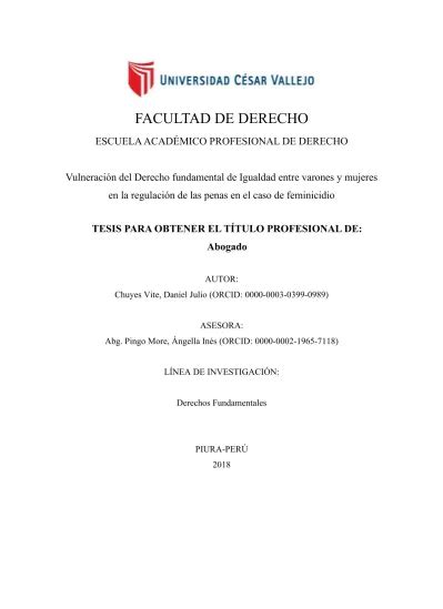 Facultad De Derecho Escuela AcadÉmico Profesional De Derecho Tesis Para Obtener El TÍtulo