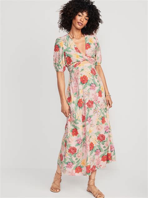 Fit Flare Linen Blend Maxi Dress Old Navy