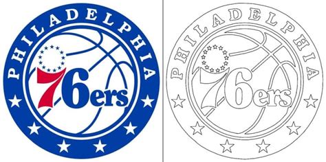 Philadelphia 76ers logo with a sample coloring page - Free coloring pages