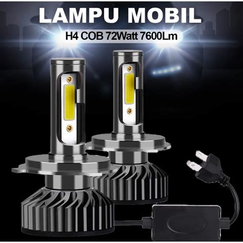 Jual 2 PCS Lampu Mobil Headlight H4 Super Terang Lampu Mobil LED COB