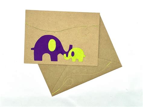 Elephant Mothers Daymother And Child Handmade Greeting Card Etsy