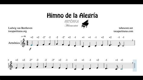 Himno De La Alegría Partitura De Armónica Con Tablatura En Números Ode