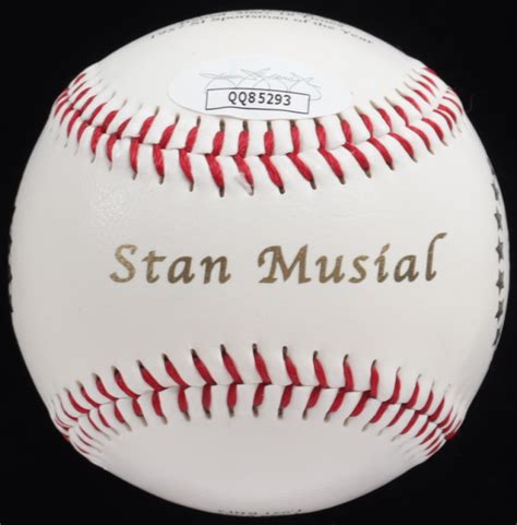 Stan Musial Signed Le Stan Musial Career Stat Logo Baseball Jsa Coa