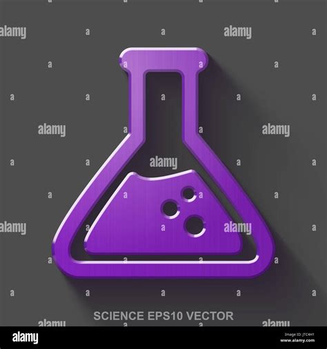 Flat Metallic Science 3D Icon Purple Glossy Metal Flask On Gray