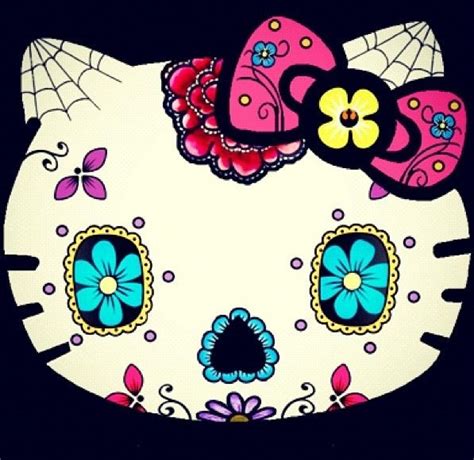 Dia De Los Muertos ~ Day Of The Dead Hello Kitty Art Hello Kitty Tattoos Hello Kitty Halloween