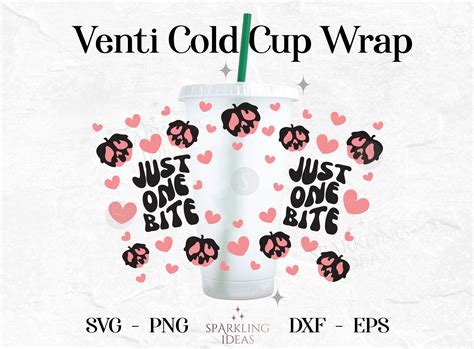 Just One Bite Wrap For Cold Cups 24oz Svg Retro Groovy Cold Cup Wrap