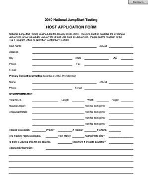 Fillable Online Usagym Host Application Form Usa Gymnastics Fax Email