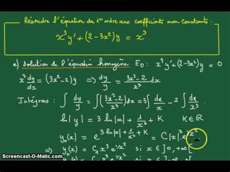 Equation Differentielle Ordre 1 Avec Second Membre Constant